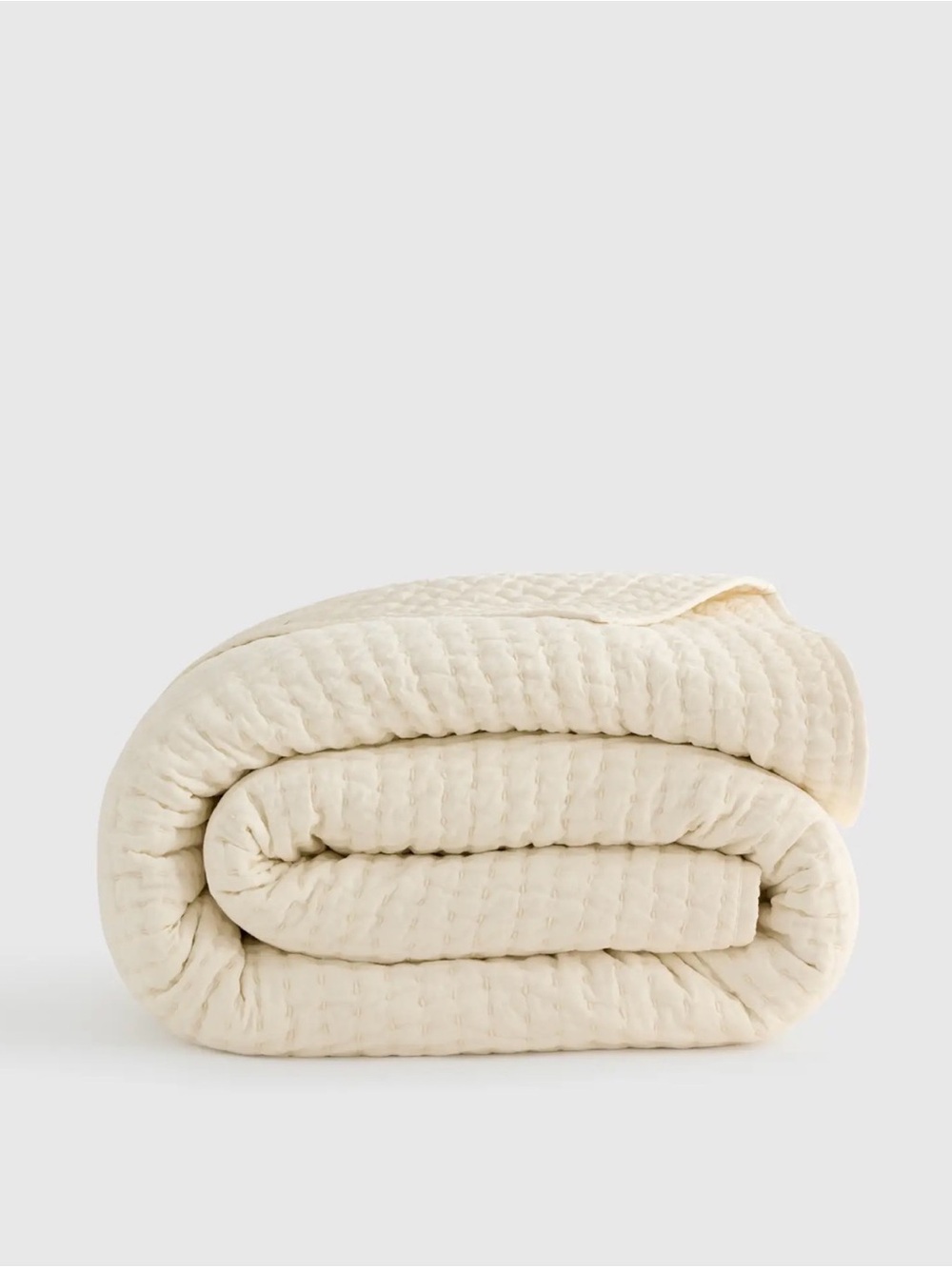 NWT Quince European Linen Cotton Stitch Quilt Full/Queen Ivory